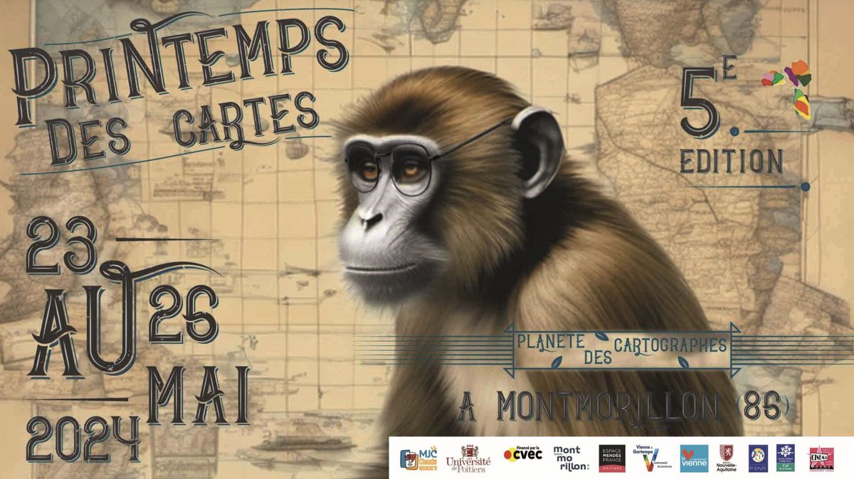 [L'actu des #labos 🔬] 🗺️ Le festival de #cartographie @Printemps_carte revient du 23 au 26 mai 2024 à #Montmorillon avec @UnivPoitiers, la MJC Claude Nougaro et @emfpoitiers ! 🔎 Conférences, ateliers, jeux... Programme complet à retrouver sur : printempsdescartes.fr