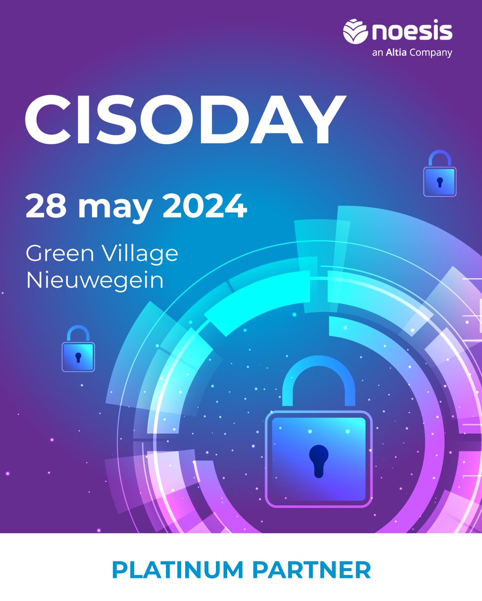 Exciting News! Noesis is pleased to be a platinum sponsor of CISODAY on May 28th at Green Village Nieuwegein in the Netherlands! 🎉 #CISODAY #Cybersecurity #BusinessSecurity #Expertise #Sponsoring #Netherlands