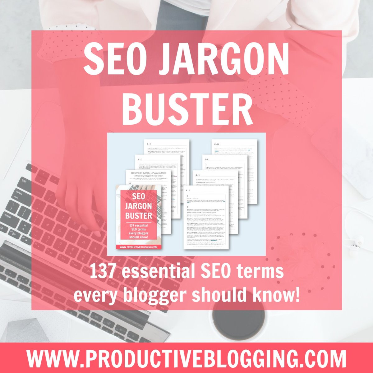 Want to understand SEO better but confused by the terminology? Then you need my SEO JARGON BUSTER! In this free printable, I explain 137 essential SEO terms every blogger should know >>> bit.ly/2I7Ahn7 #seojargon #seotips #productiveblogging