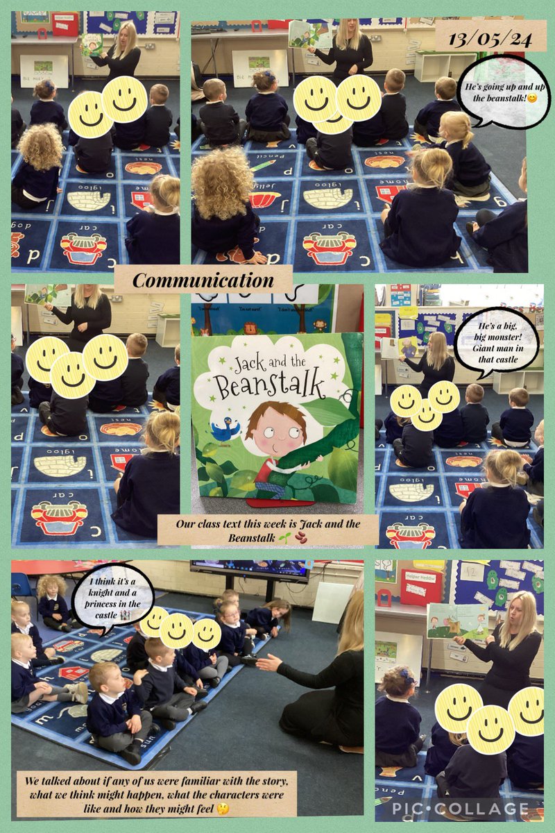 Dosbath Enfys have been exploring fairytales, reading Jack and the Beanstalk  for our class text this week. Lots of lively discussion and predictions this morning 🌱🫘🏰. #communicationdevelopmentalpathway #HEADMPS #EAS_earlyyears