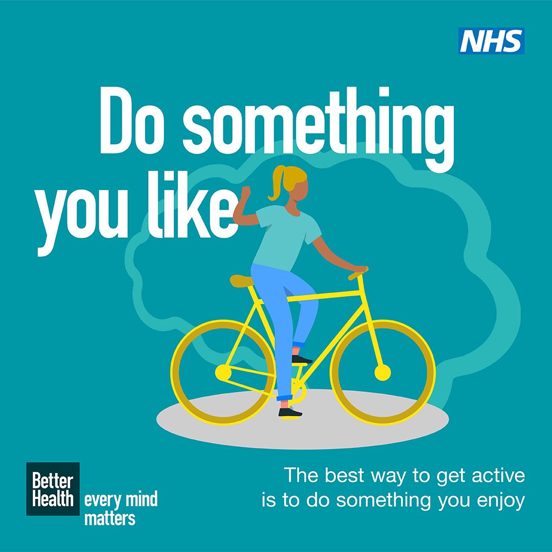 This week is Mental Health Awareness Week, with this in mind, we'll be kickstarting the week with our top tips to help you get active for your mental wellbeing.🧠🏃‍♀️ 🚴‍♂️ Do something you like - get active by doing something you like such as swimming or bike riding. #MentalHealth