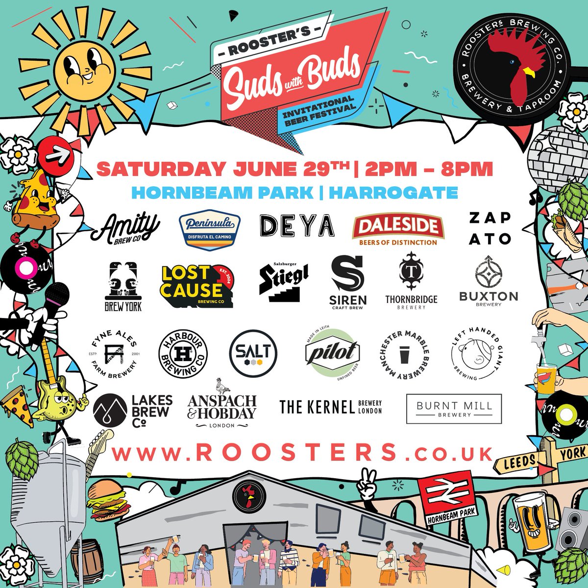 Missed the Suds With Buds lineup? Here's who we've got joining us on June 29th 🍻 Get ready for a day packed with great beer, live music & street food. Who's joining us? 🙌 roosters.co.uk/pages/suds-wit…