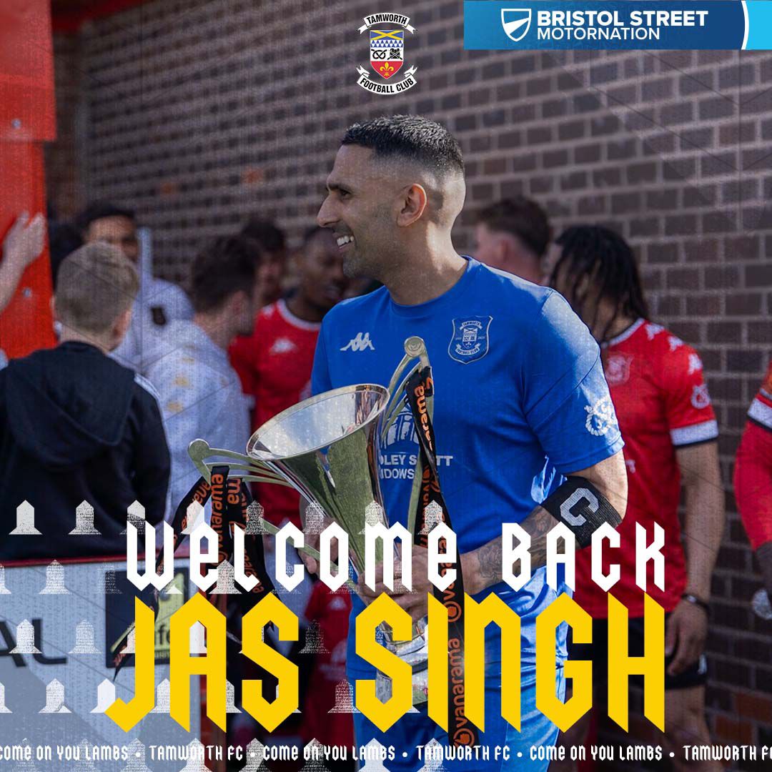 SIGNING NUMBER 1 It's a big signing for Number 1. Tamworth's number 1 for the past 6 seasons, makes it a big 7th as we welcome back @jsingh22. With special records and 236 appearances behind him, we are excited to see him agree a new deal.
