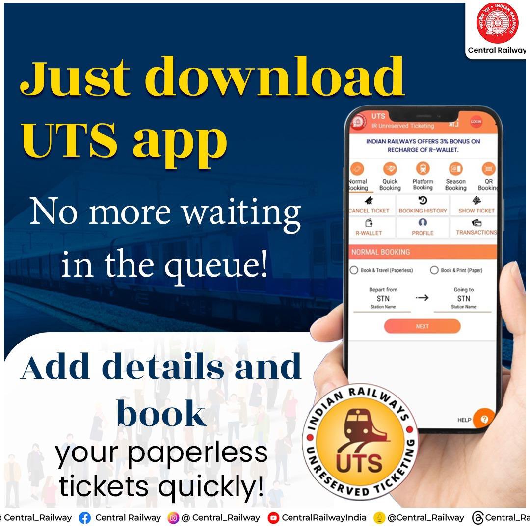 Travel hassle-free with the UTS app. Book your unreserved tickets in one go!
#CentralRailway #UTSApp