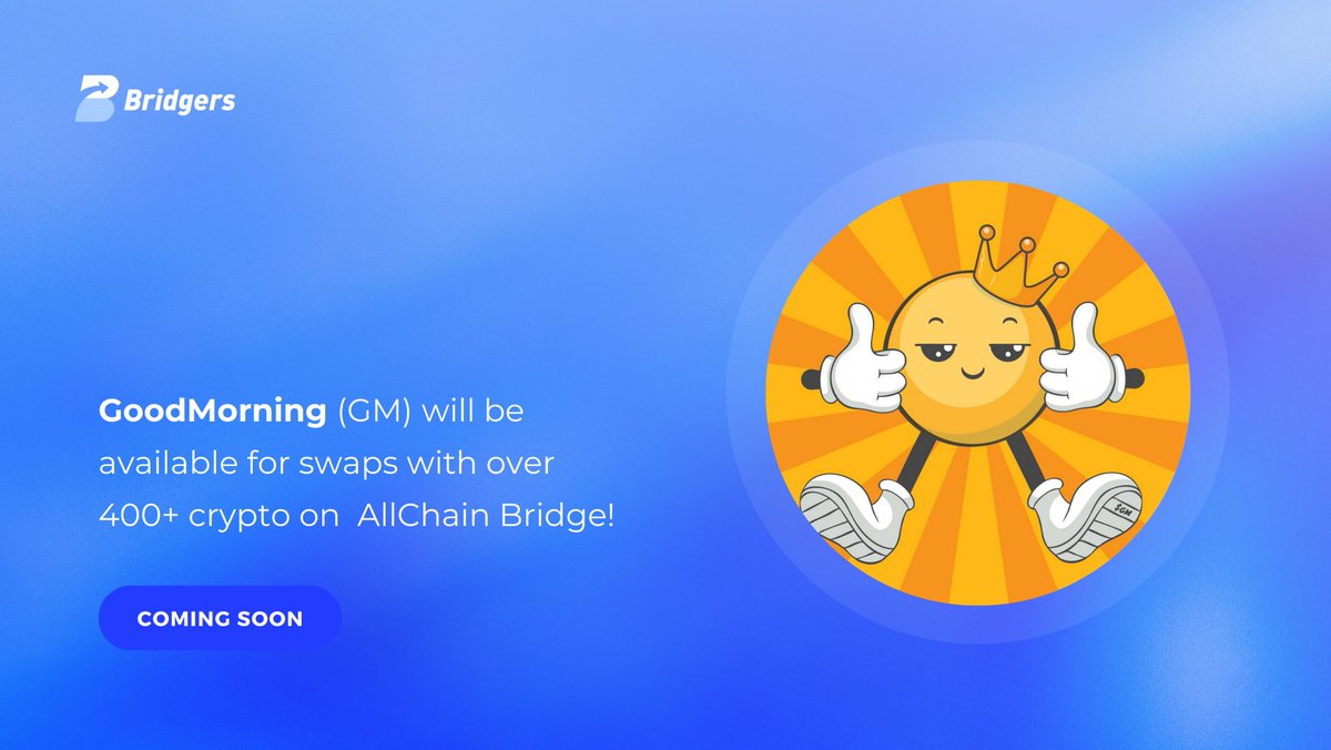 🎉 Exciting News! 🎉 We're thrilled to announce a new partnership with @GMCronos!🤝 Soon, $GM will be available for swaps with over 400+ #crypto across multiple chain on AllChain Bridge. Stay tuned! 🚀 🔗 Save the link: allchainbridge.com