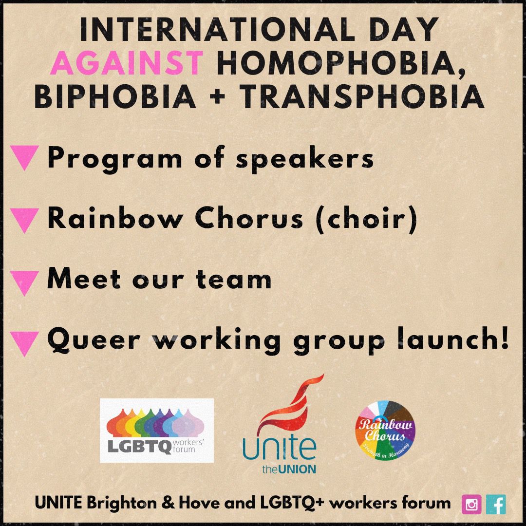 “Come along and help make some noise !” Rainbow Chorus to perform at IDAHOBIT Community event on 17 May Free event @ Ledward Center 6:15 to 9:30pm 👀👉Activists, Speakers, music & Queer inspiring socializing & Bar #IDAHOBIT #Brighton #LGBTQ #transrights #Queer