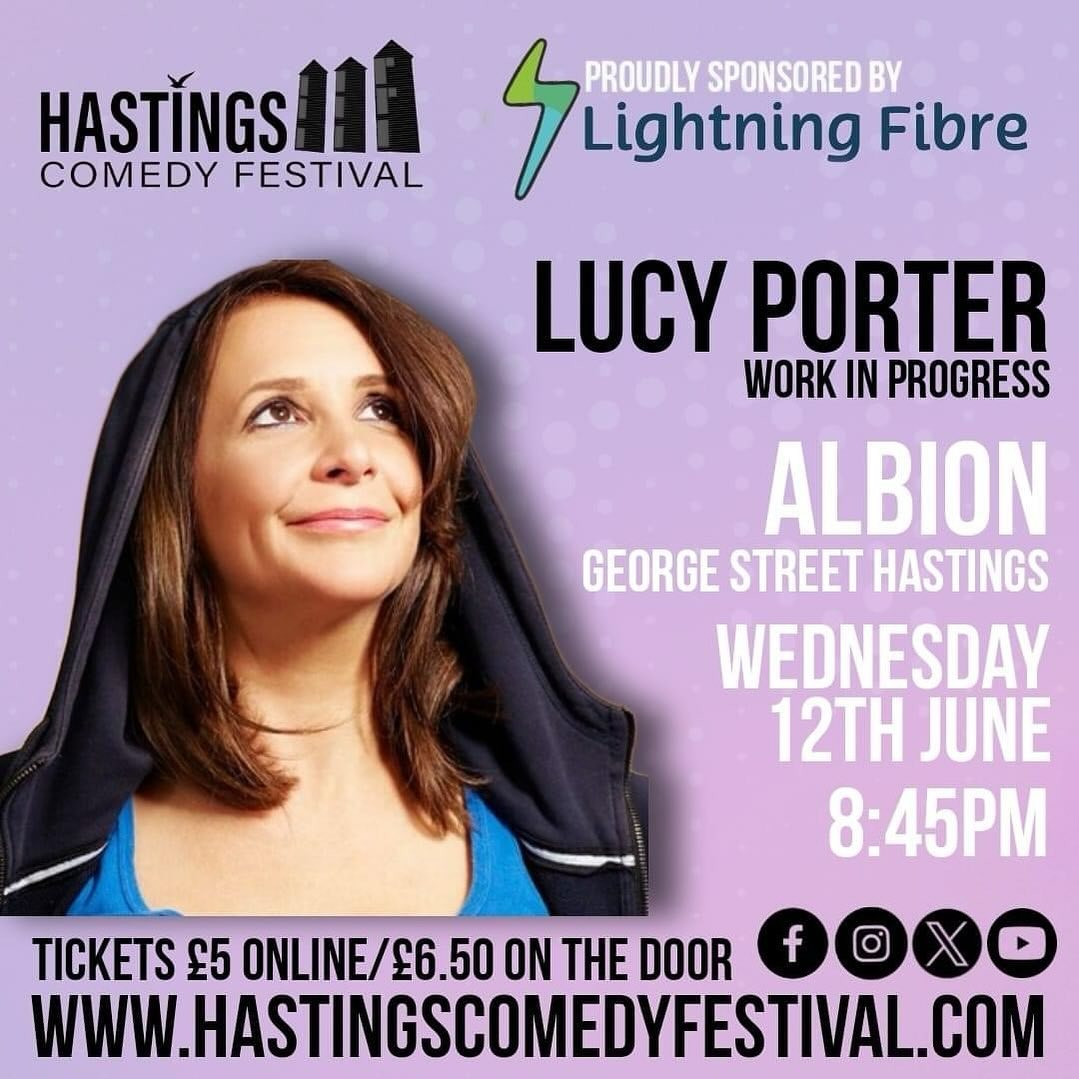 Lucy's bringing a brand new work in progress show to @Hastingscomedy Festival in June! 📍Albion, George Street, Hastings 🗓Wednesday 12th June 🕙8:45pm 🎟£5 online/£6.50 on the door if available Book here: hastingscomedyfestival.com/wednesday-12th…