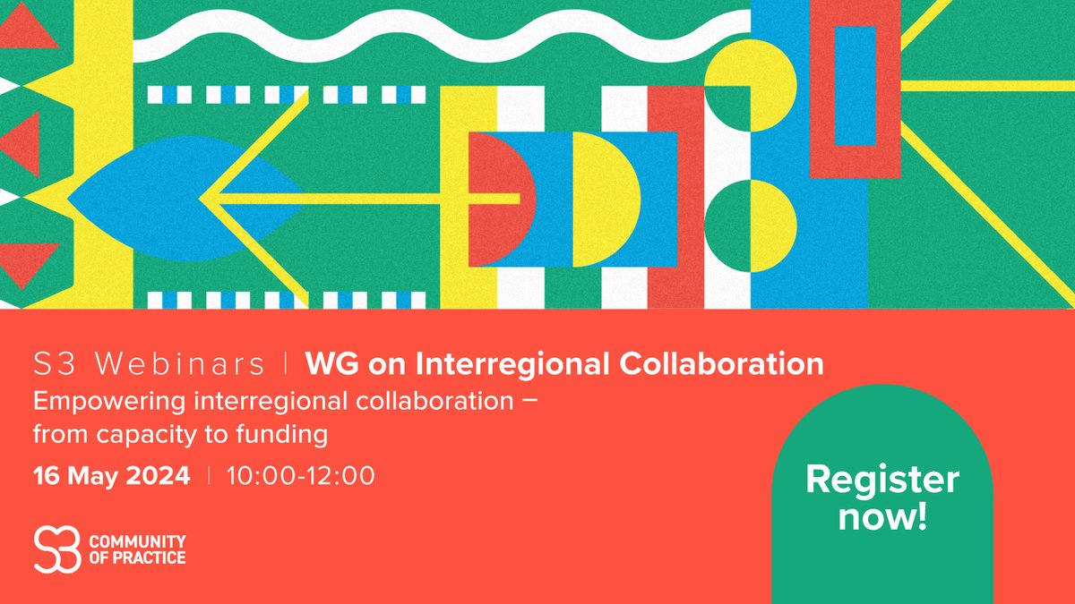 Happening tomorrow! Join the S3 Community of Practice @S3Cop_EU webinar on Interregional Collaboration. We'll discuss capacity-building, funding, drawing insights from 2023 activities to enhance collaborative efforts across regions. Register👉 europa.eu/!qf9QrD #S3CoP