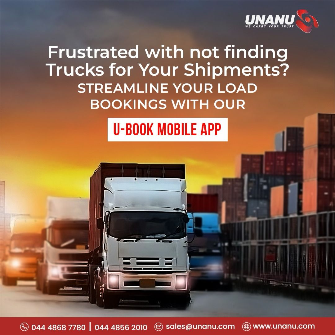 UnanuTech's tweet photo. UNANU's U-BOOK tackles the Complexities of Logistics by Streamlining Truck Booking an Management. As part of their U-LOGIS Suite, it serves as a Digital Marketplace connecting Shippers with Transporters across India. https://t.co/pRxyPVPHRO
