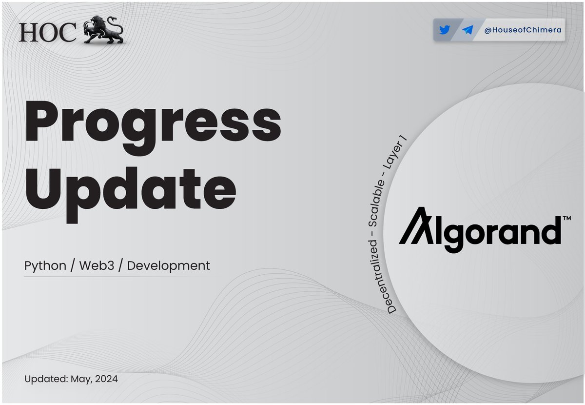HouseofChimera's tweet photo. Progress Update: @Algorand 

🔹The $ALGO ecosystem is expanding, with the launch of Algokit 2.0 (i.e. SDK) allowing developers to write smart contracts in Python without the need for Pyteal!
🔸This thread aims to provide context on the impact, and more specifically, why it is a big deal for $ALGO