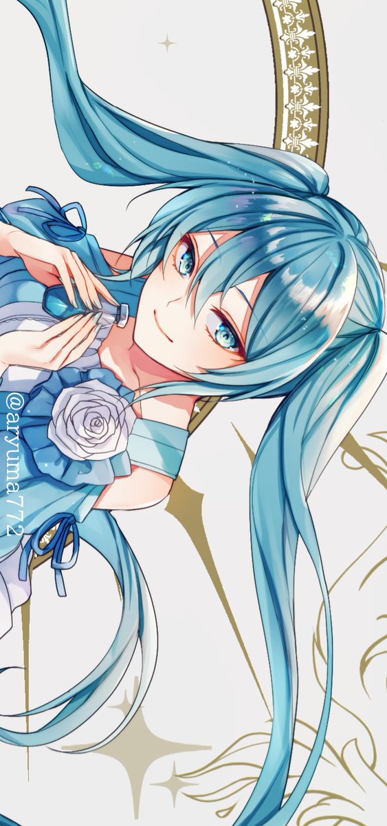 hatsune miku 1girl solo long hair looking at viewer smile blue eyes dress  illustration images