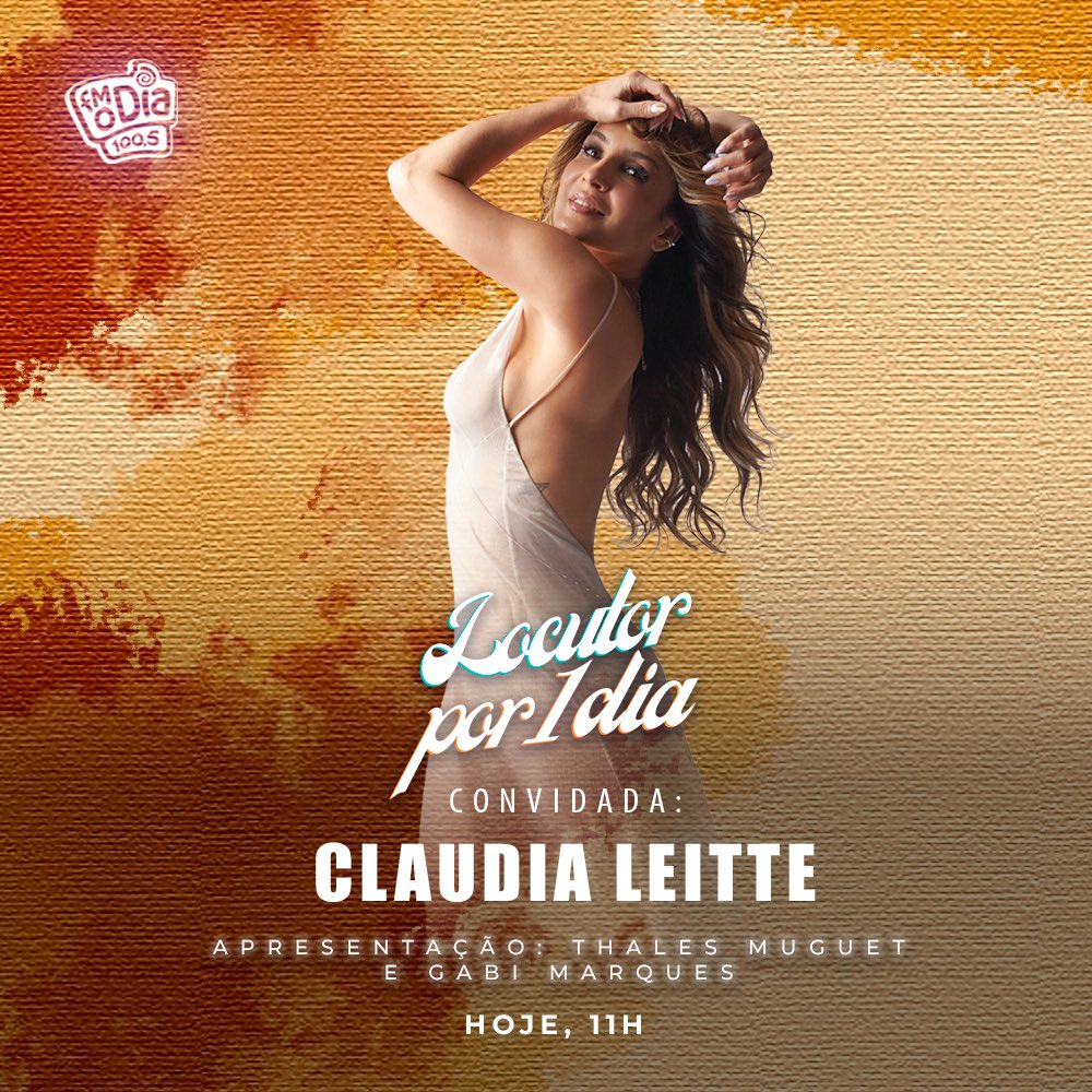 Bom dia, segunda! Passando pra lembrar que já já tem @ClaudiaLeitte nos meus estúdios como locutora por um dia ✨ Comentem muito e mandem perguntas com a tag #ClaudiaLeitteNaFMODia ⬇️