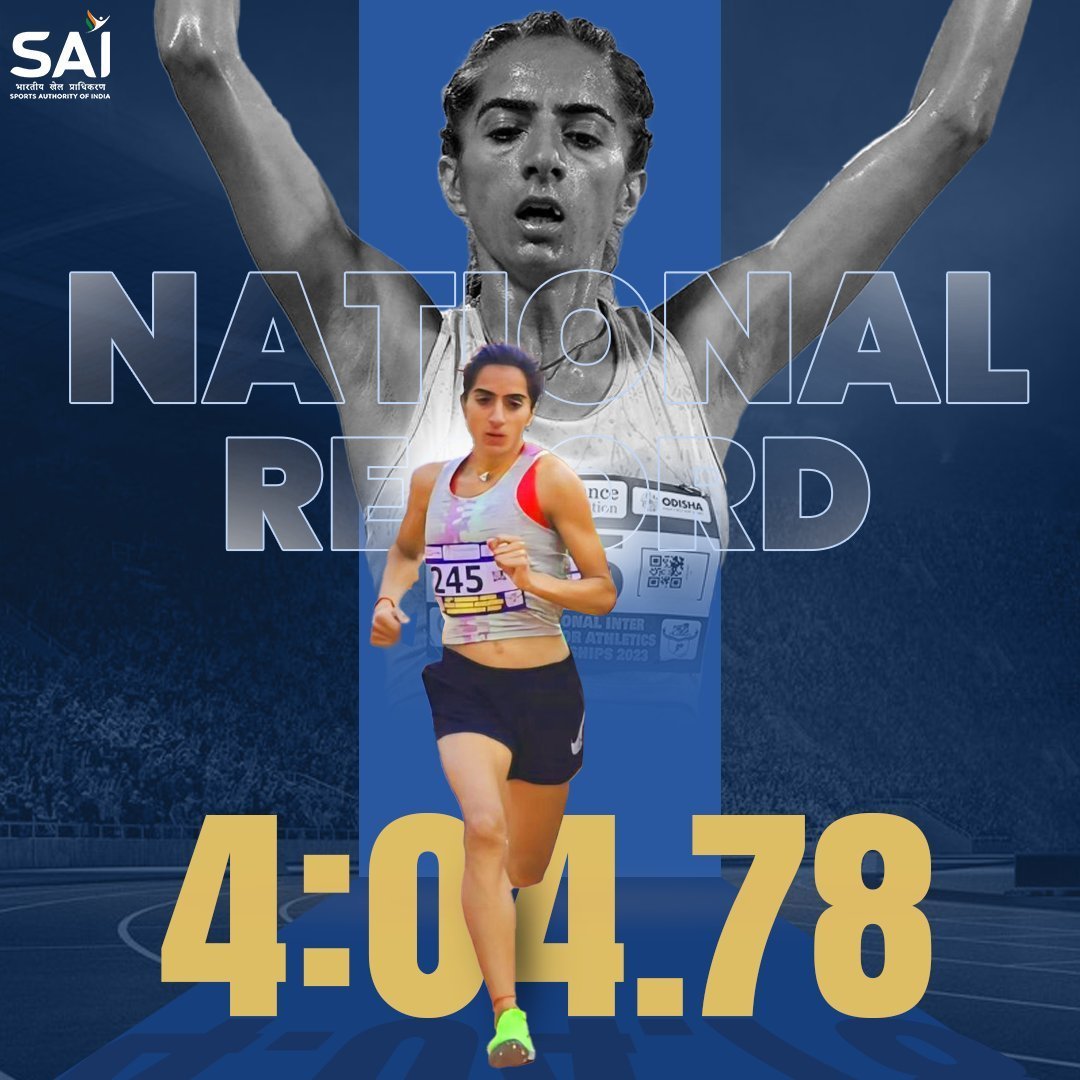 🇮🇳's K.M. Deeksha finishes 3rd with a time of 4:04.78* at Women's 1500m in a World Athletics Continental Tour Bronze event to set a new National Record✨ *Note: National Records are subject to the usual ratification procedures. #NationlRecord | #Athletics