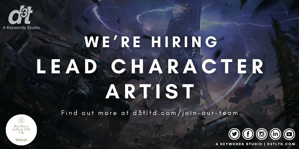 ⭐️ NEW ROLE AVAILABLE ⭐️

We’re looking for a Lead Character Artist to join our award-winning team, to help create world class characters for some of the best AAA games and IPs!

Find out more 👉 buff.ly/4dFWJ2P

#CharacterArtJobs #GameDevJobs #hiring