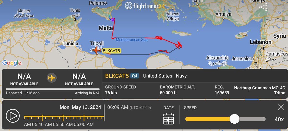 globe.adsbexchange.com/?icao=AE7812 

USAF 169659 (Q4) NORTHROP GRUMMAN RQ-4 Global Hawk
Callsign BLKCAT5 Hex: #AE7812 
*Flightradar 

Interesting.....

🇺🇸🇺🇸🇺🇸🇺🇸🇺🇸