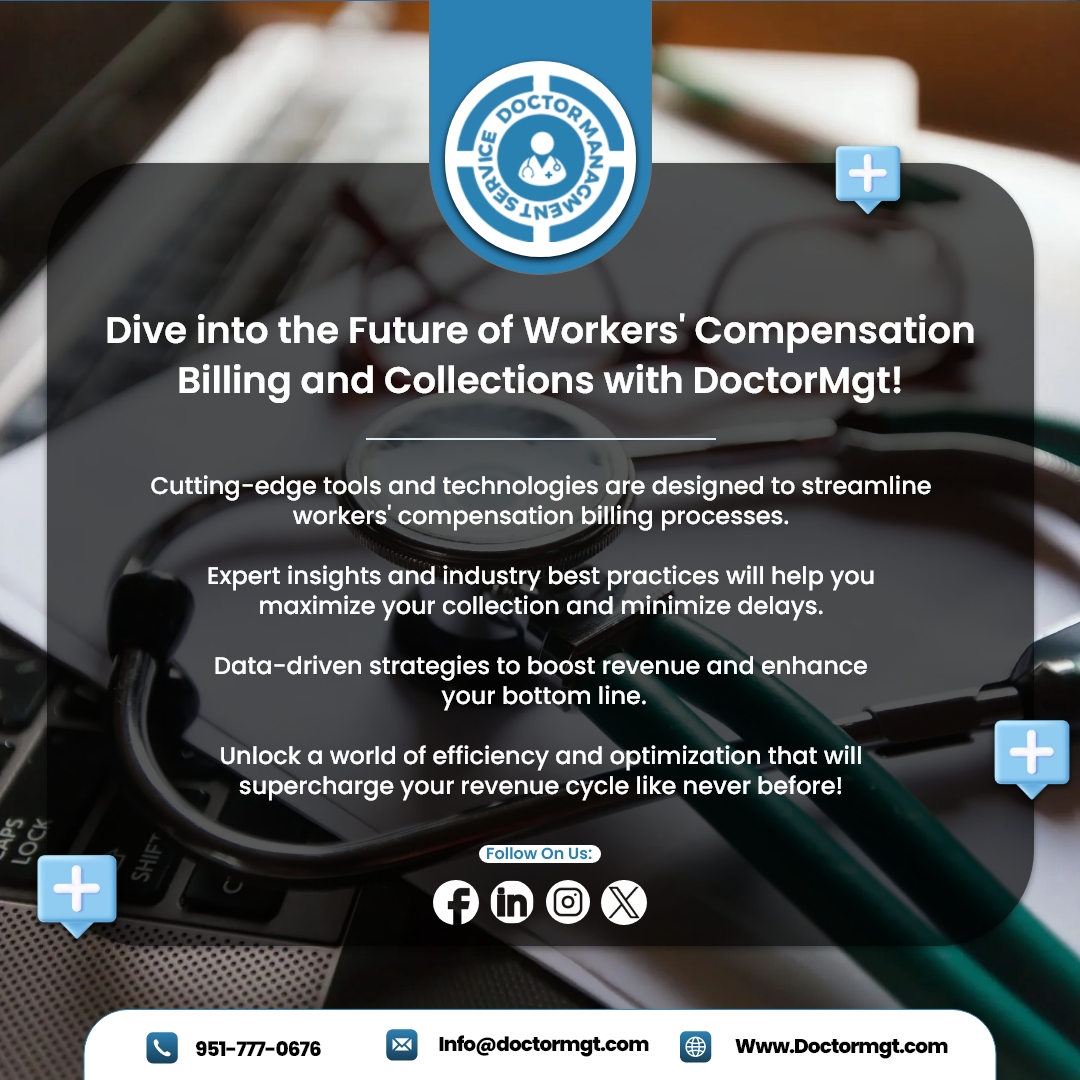 Unlock the world of efficiency and optimization that will supercharge your revenue cycle like never before!

🌐: doctormgt.com
📞: (+1) 657-999-7255
📧: info@doctormgt.com

#WorkersCompensation #DoctorManagement #PracticeEfficiency #medicalbillingservice #DoctorService