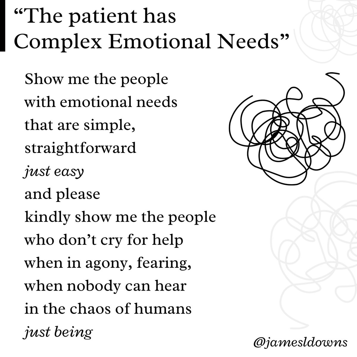 It’s Mental Health Awareness Week. Instead of offering some lighthearted feelgood message, here are some words for anyone who, like me, has ever been diagnosed as having “CoMPleX eMoTiONaL nEeDS” 👇🏽