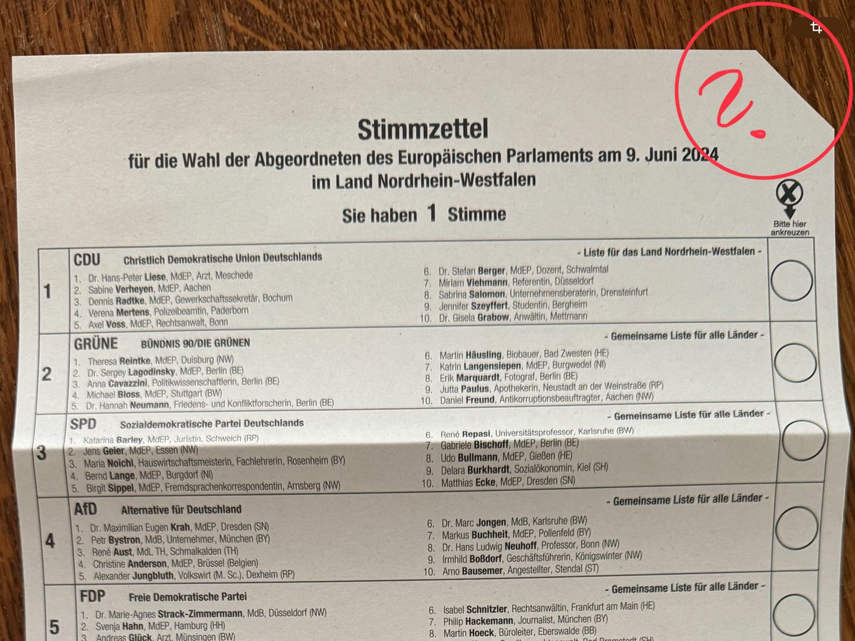 +++ Brief-Wahlzettel, Ecke ab richtig? +++

Hallo, kann bitte mir jemand helfen
Ist es richtig dass die rechte obere Ecke abgeschnitten ist?

Danke schon vorab 

#Europawahl2024 #Briefwahl #Europawahl_2024