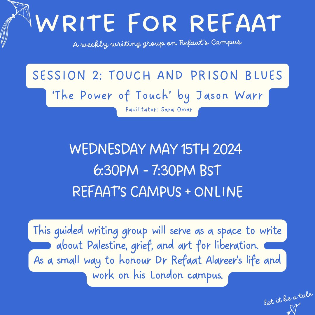 session 2 is on wednesday and we'll talk about prisons, touch as a form of connection, and the politics/policing of pleasure ✍️🏾🪁