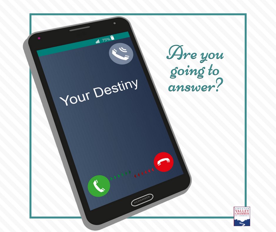 #mondaymotivation 

Your destiny is calling. 

Are you going to answer? 

#valleyct #chamberofcommerce #webelieveinyou