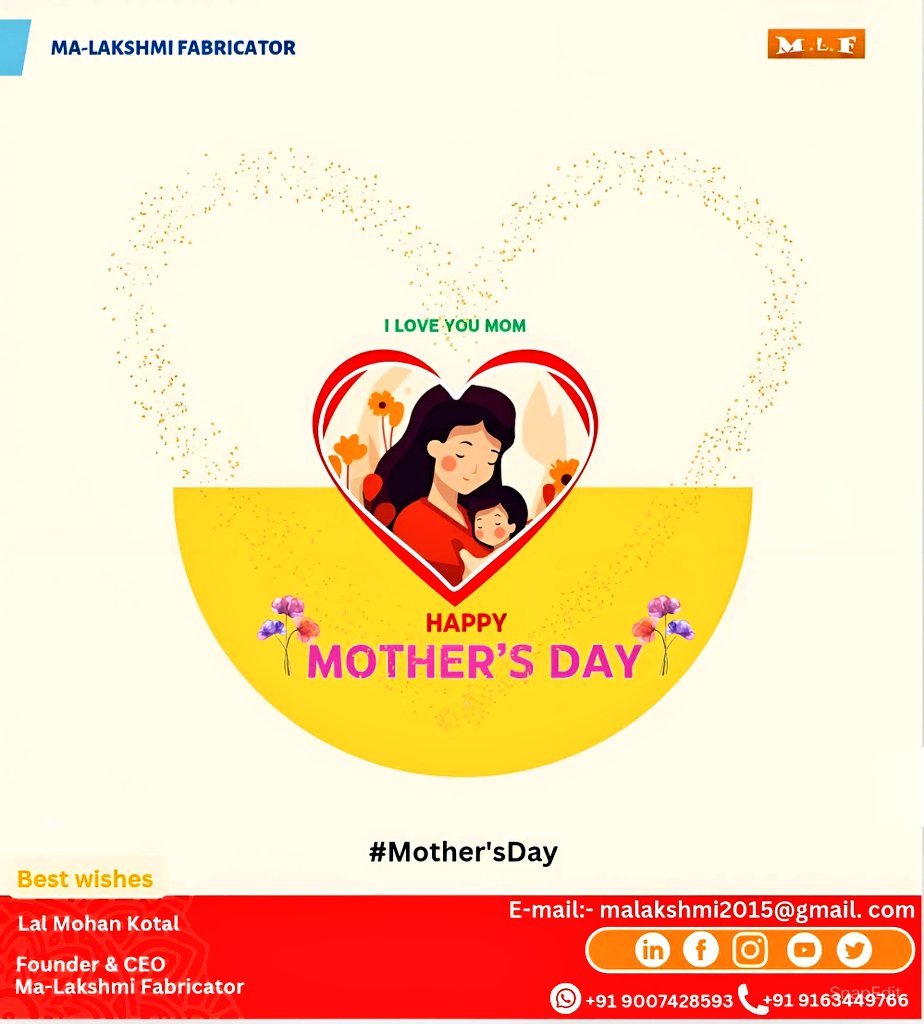 MaLakshmiFab's tweet image. #malakshmifabricator wishes everyone happy mother's day!
#factorymanufacturing
#fabricationwork
#structuralfabrication
#MotherDay
#fabricationbusiness
#india 
#bharat
#welding 
#steel 
#migwelding
#Peb
#preengineeredbuilding
#infrastructure 
#engineer
#bridgeconstruction
#science