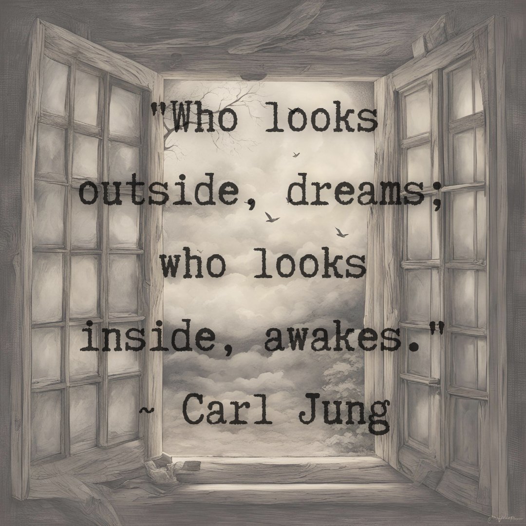 🌿 Embrace the power of introspection this #MindfulMonday with this beautiful quote by Carl Jung. Take some time today to turn your gaze inward and cultivate self-awareness. Let's strive to awaken our true selves together. 🌿 #selfreflection #innerpeace
