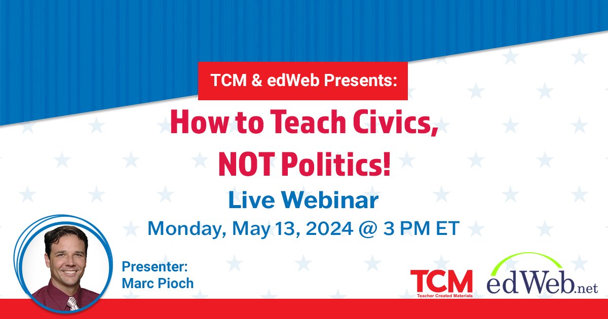 ⏰ Today's the day! Our webinar 'How to Teach Civics, NOT Politics!' is happening at 3:00 pm ET. It's not too late to register and gain valuable insights into fostering civic engagement in your classroom. hubs.ly/Q02t_dH90 #CivicEducation #edchat #mschat #hschat 📚✨