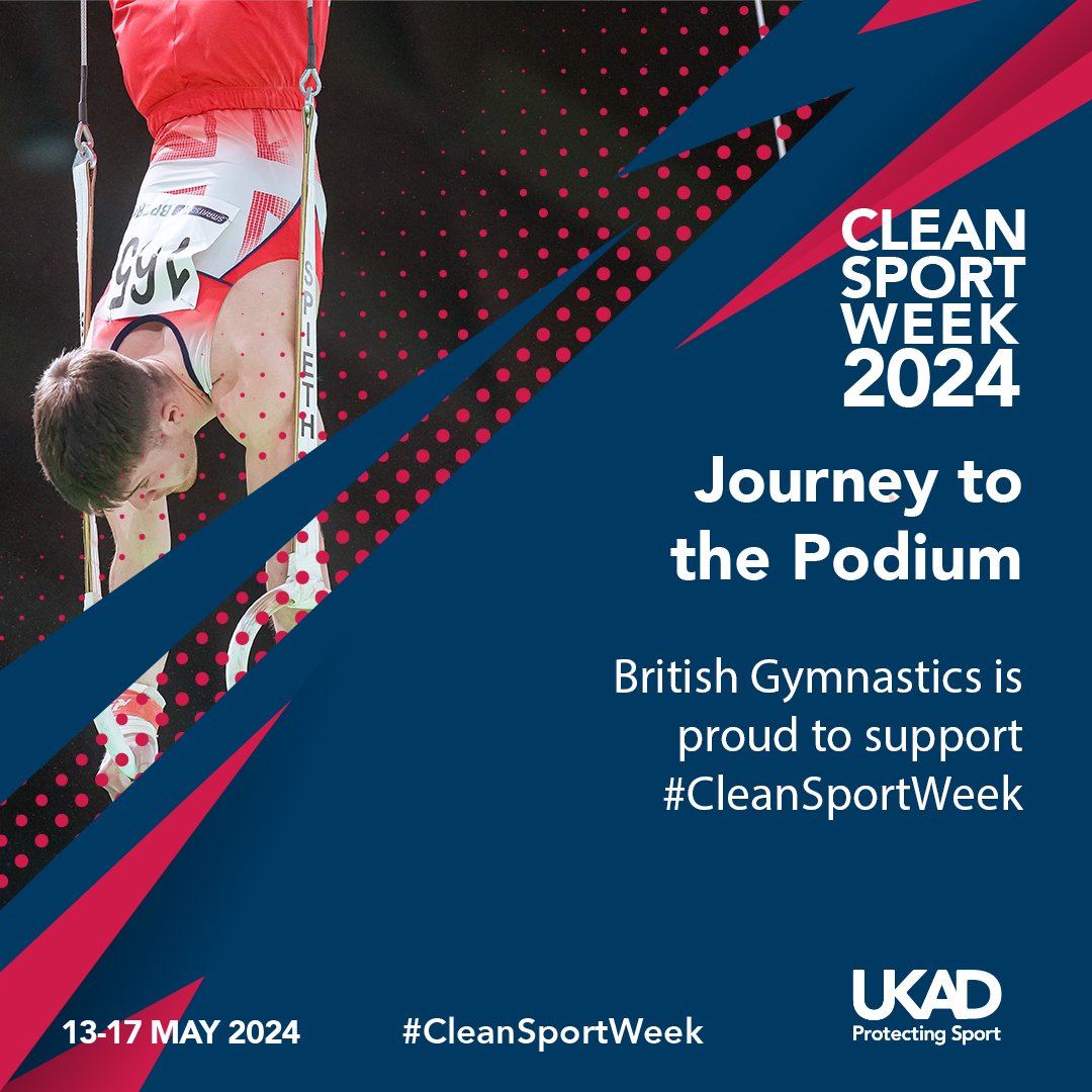 It’s #CleanSportWeek, and here at British Gymnastics, we’re proud to be supporting @ukantidoping's  important work to keep our sport clean.👏

Make sure you head to their page to find out more about this year's focus -  ‘Journey to the Podium’ from 13-17 May. It takes commitment