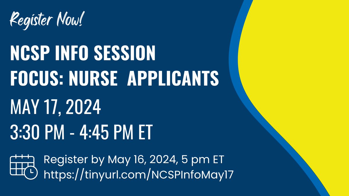 National CSP (@nationalcsp) on Twitter photo Have questions about NCSP or the application process? Participate in a virtual info session with current faculty and scholars on May 17th. Special focus on nurse applicants; all applicants welcome! #ApplyNCSP @NCSP_DUKE <a href="/NCSP_UCLA/">NCSP at UCLA</a> <a href="/NCSP_UCSF/">NCSP at UCSF</a> <a href="/ncspMICHIGAN/">Nat’l Clinician Scholars Program at U-M IHPI</a> @NCSP_PENN @NCSP_YALE Have questions about NCSP or the application process? Participate in a virtual info session with current faculty and scholars on May 17th. Special focus on nurse applicants; all applicants welcome! #ApplyNCSP @NCSP_DUKE <a href="/NCSP_UCLA/">NCSP at UCLA</a> <a href="/NCSP_UCSF/">NCSP at UCSF</a> <a href="/ncspMICHIGAN/">Nat’l Clinician Scholars Program at U-M IHPI</a> @NCSP_PENN @NCSP_YALE