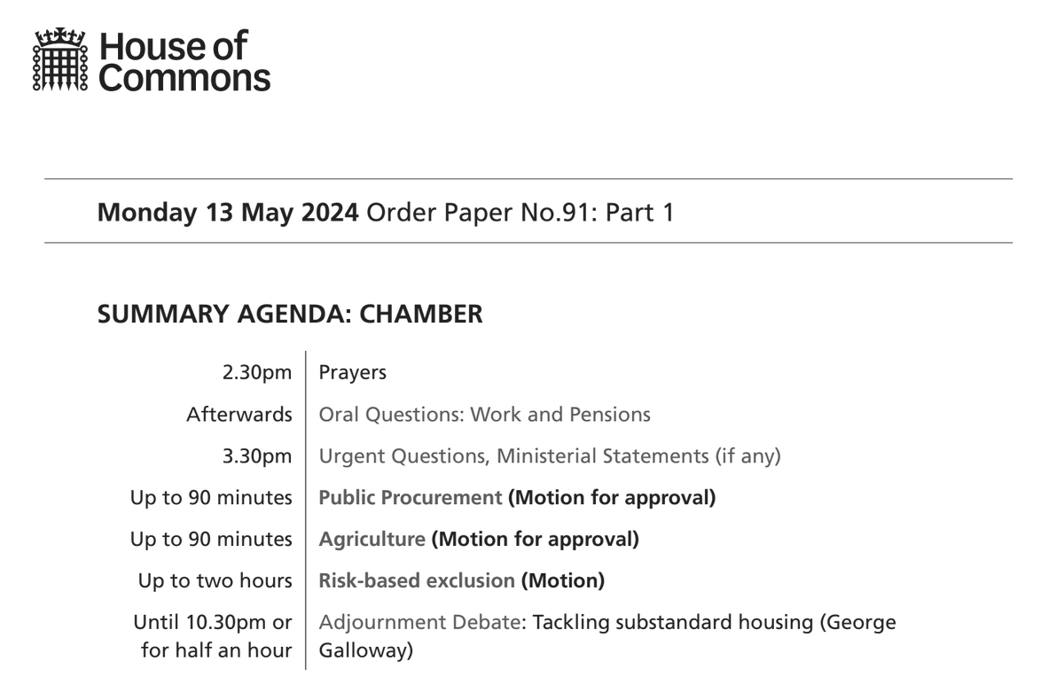 The House of Commons sits from 2.30pm today. Find out what’s on: commonsbusiness.parliament.uk/Document/87566… The #OrderPaper is published each sitting day and lists the business of the House. Follow the Chamber in real time: now.parliament.uk