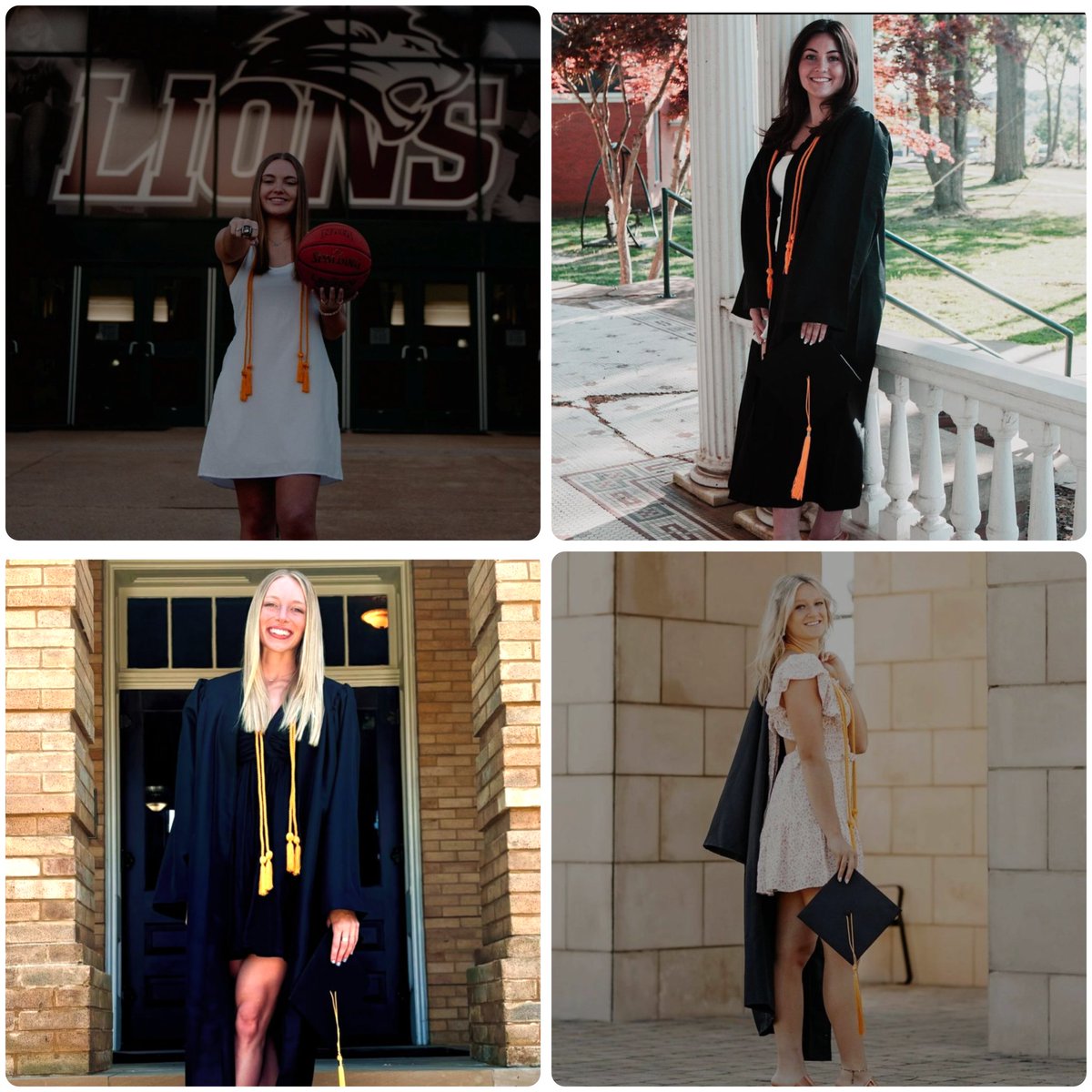 We are SO proud of our 2024 grads! Once a lion always a lion. ✨🌎🦁 • Taryn and Kalea will both be starting PT school soon. • KJ will be the GA for our Lady Lions. • Raegan graduated with her MBA and is starting an internship in TX.