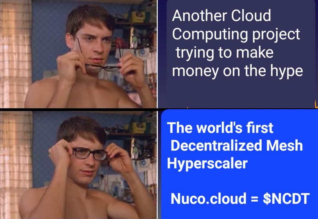 Many 'AI projects' dumped hard because they are shitcoins created for the hype!

That is why I just HODL $NCDT now!!!

The world's first Decentralized Mesh Hyperscaler for #CloudComputing 

#Depin = Clouds aggregator!