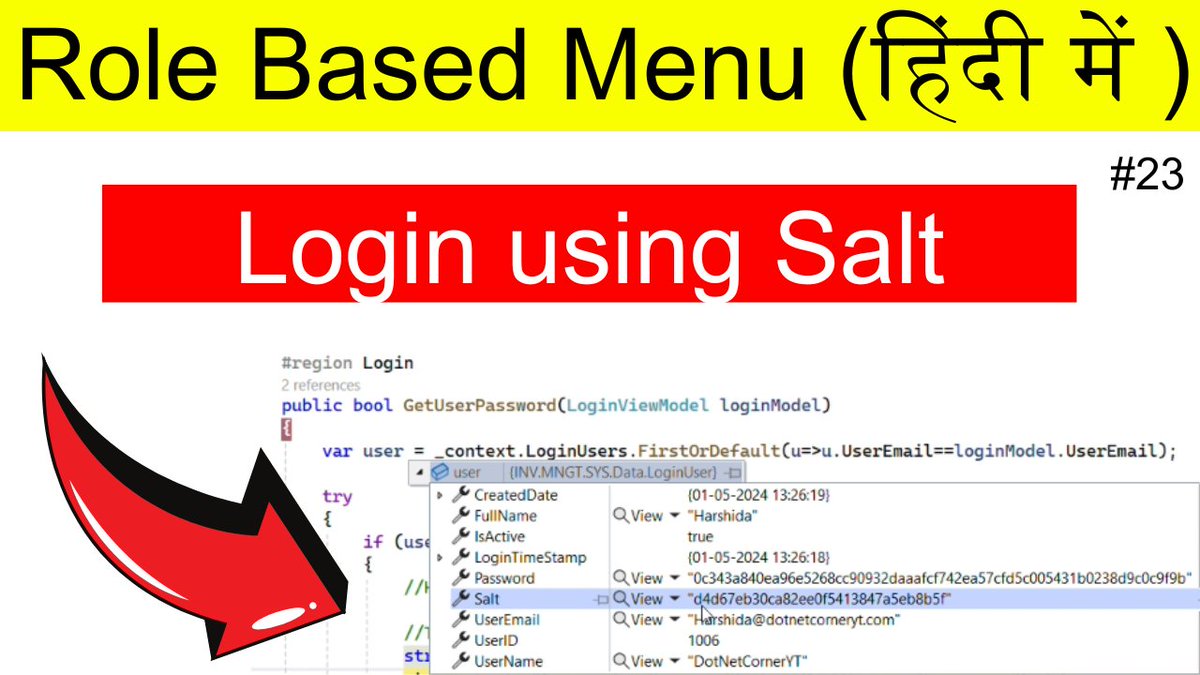 DotNetCornerYT's tweet image. Login using Salt .NET 8.0 Hindi | Part 23
YT: - youtu.be/BXyahuKINP8
!! FOLLOW US TO LEARN CODING !!
!! Follow for more !!!
#SoftwareEngineer #SoftwareDeveloper #Programming #100DayChallenge #dotnet #dotnetcore #csharp