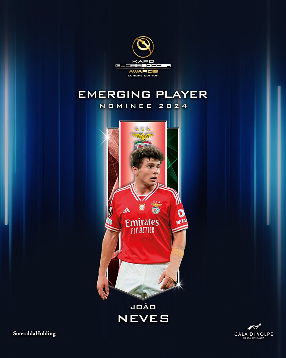 Will João Neves be named EMERGING PLAYER at the KAFD #GlobeSoccer European Awards?⁣⁣⁣⁣⁣⁣⁣⁣⁣⁣⁣⁣⁣⁣⁣⁣⁣⁣⁣⁣ 🤴 Your vote matters! vote.globesoccer.com/vote/euro-emer…

#JoaoNeves #KAFD #HotelCaladiVolpe #SmeraldaHolding