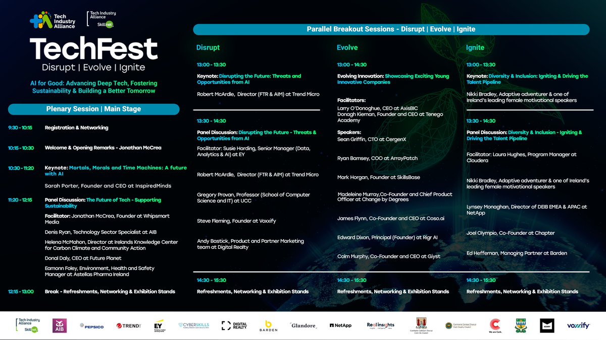 The ONE day countdown is officially on to Tech Industry Alliance TechFest 2024🚀

Registration opens at 9:30am and the event will kick off at 10:15am, so make sure to arrive early and grab a cup of coffee while you network with fellow attendees☕

#tiatechfest #cork