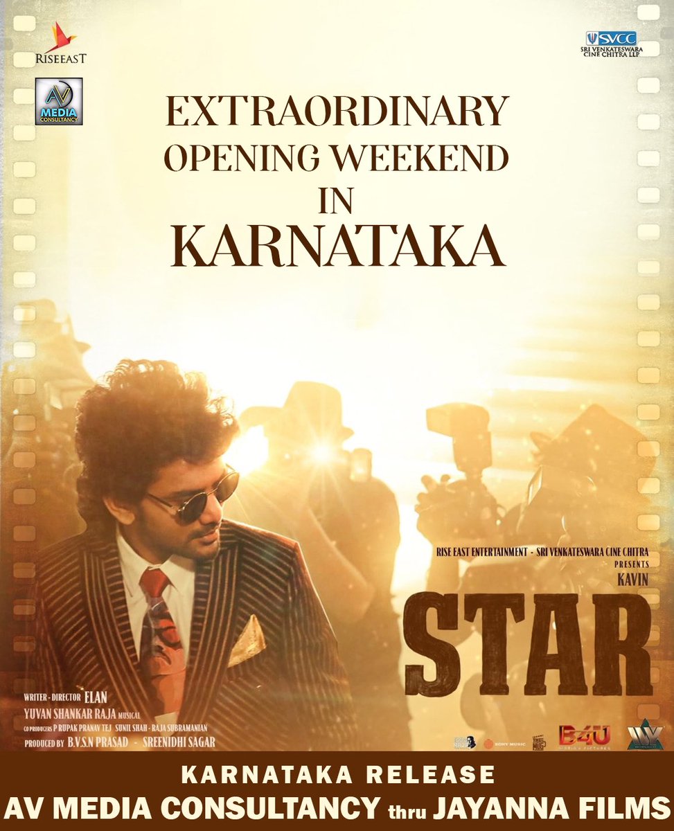 #Star Shining bright with extraordinary opening weekend in Karnataka✨ Book your tickets now! An AV Media Consultancy Release in Karnataka thru @JayannaFilms @Kavin_m_0431 @elann_t @thisisysr @aaditiofficial @PreityMukundan @LalDirector @riseeastcre @SVCCofficial @BvsnP