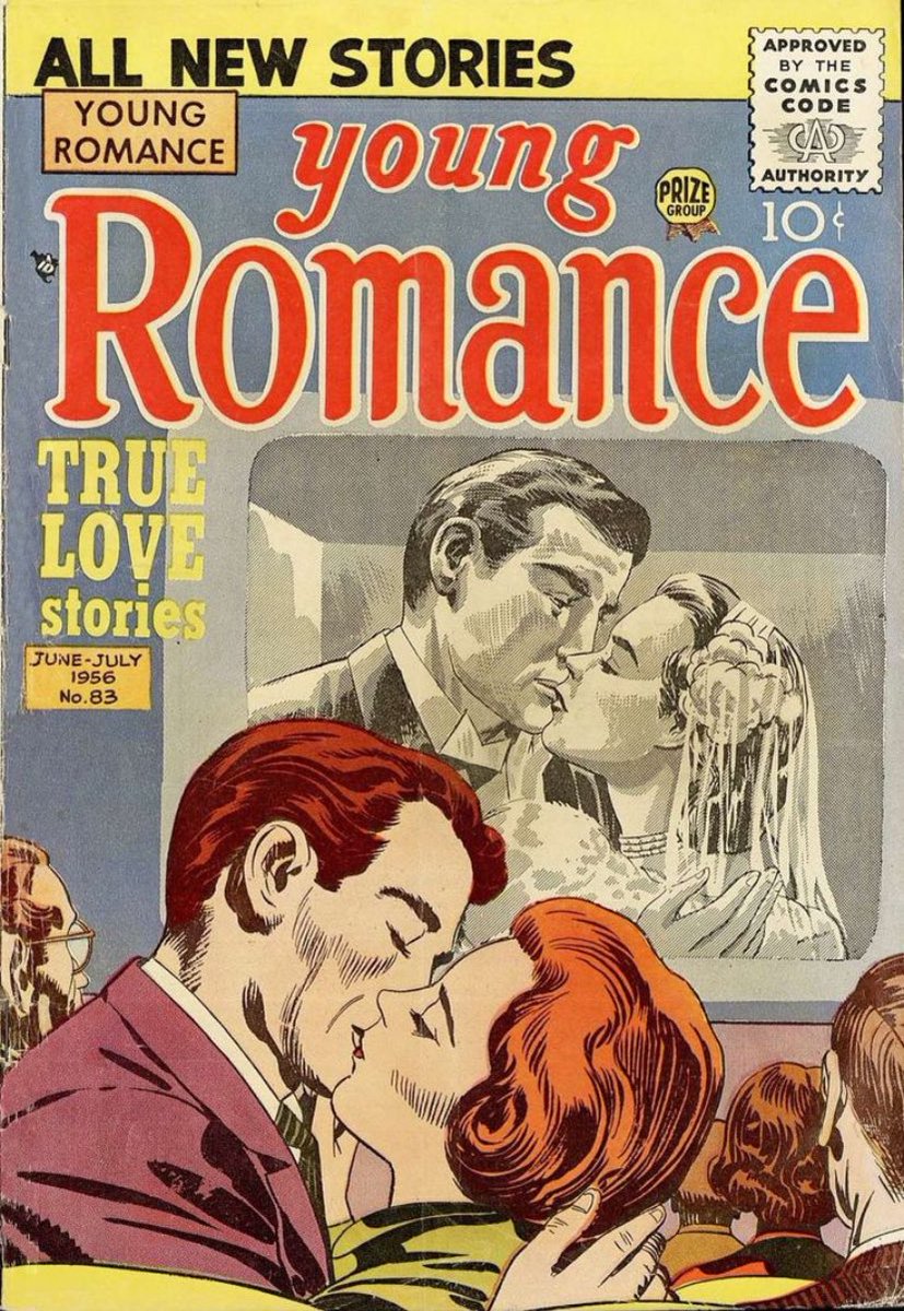 Daily Kirby Romance Cover! June-July, 1956 Prize Kirby inks Simon drew the figures in the background. #romancecomics #comics #JackKirby