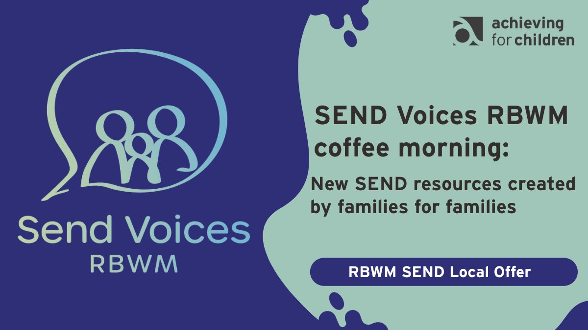 Our parent carer forum @SVRBWM is working on creating new SEND resources using different types of media: audio, video or illustration. On 21 May, join the forum to have your say and share what new SEND resources you'd like to see. For more: rbwm.afcinfo.org.uk/SENDvoices21May