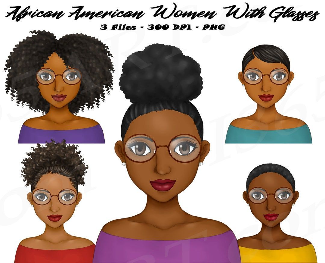 African American Women Wearing Glasses Clipart PNG Download by I365art buff.ly/3VoeRYs