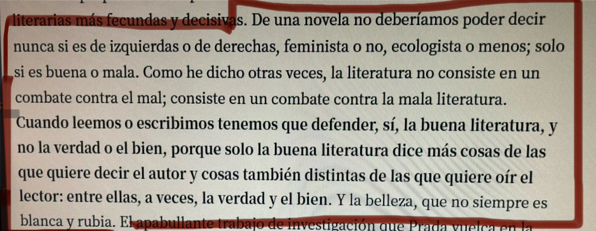 Me ha gustado mucho esto, de un largo artículo de @SantiagoAlbaR sobre la última novela de De Prada.