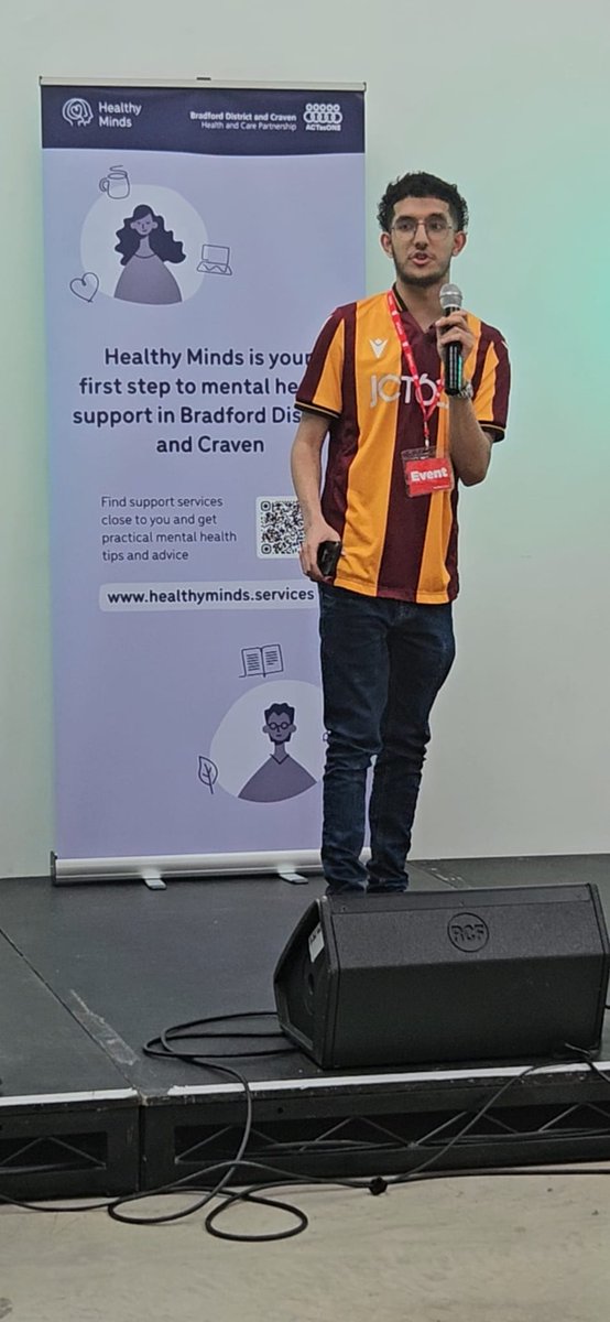 We hosted Take the Mic with @ActAsOneBDC @AllStarEnts @BradCollPlus. Young people performed to raise mental health awareness and promote the Healthy Minds website. @yorkshiremesmac @HALECharityBfd @CellarTrust @MindinBradford @BiBresearch @NCS supported with information stalls.