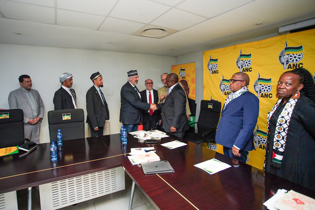 This afternoon the African National Congress (ANC) National Officials led by ANC President, Comrade Matamela Cyril Ramaphosa also met the International Union of Muslim Scholars, the United States Council of Muslim Organisation and the European Muslim Council who are in South