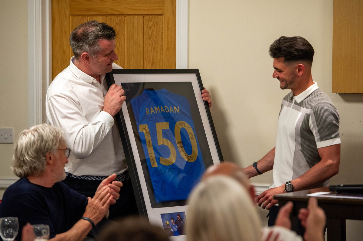 🏆𝟏𝟓𝟎 𝐂𝐥𝐮𝐛 𝐆𝐨𝐚𝐥𝐬 𝐒𝐩𝐞𝐜𝐢𝐚𝐥 𝐀𝐰𝐚𝐫𝐝 Cemal Ramadan (@Cemal_9) was presented with a special signed shirt to mark 150 goals since his first goal for the club away at Waltham Abbey on Saturday 21st November 2015, presented by Alan Lee.