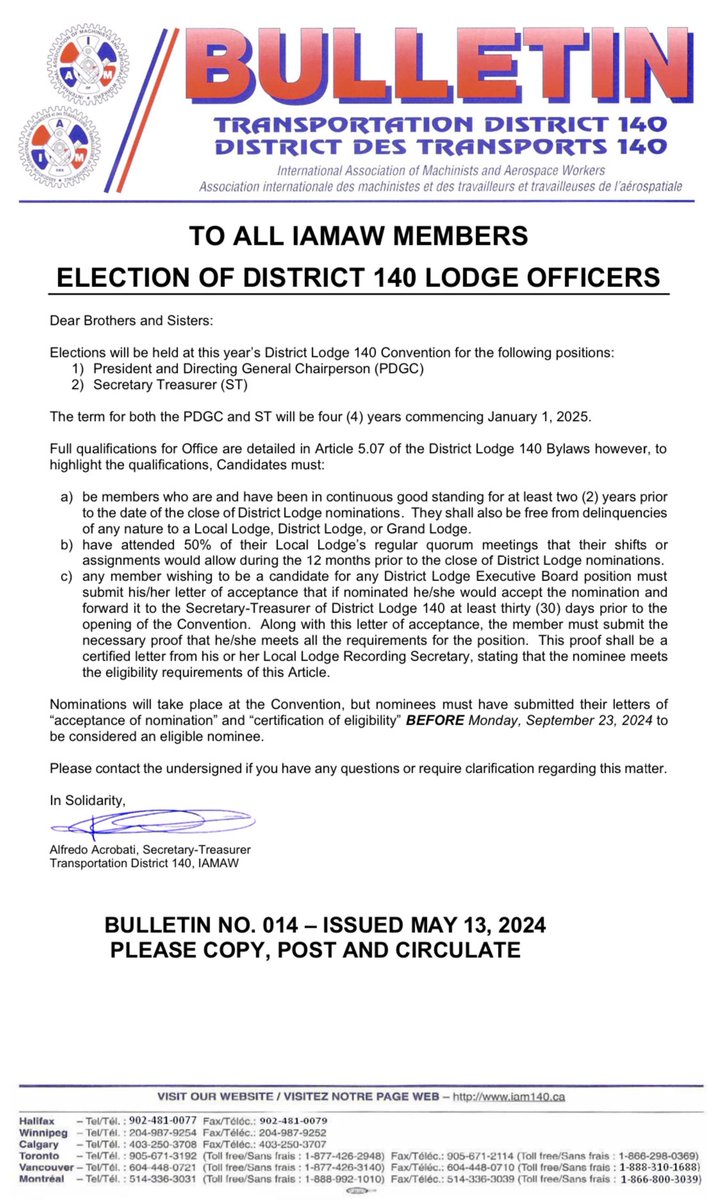 ELECTION OF DISTRICT 140 LODGE OFFICERS district140.iamaw.ca/?p=30881 #IAM #IAMAW #union #canada #DL140 #labour