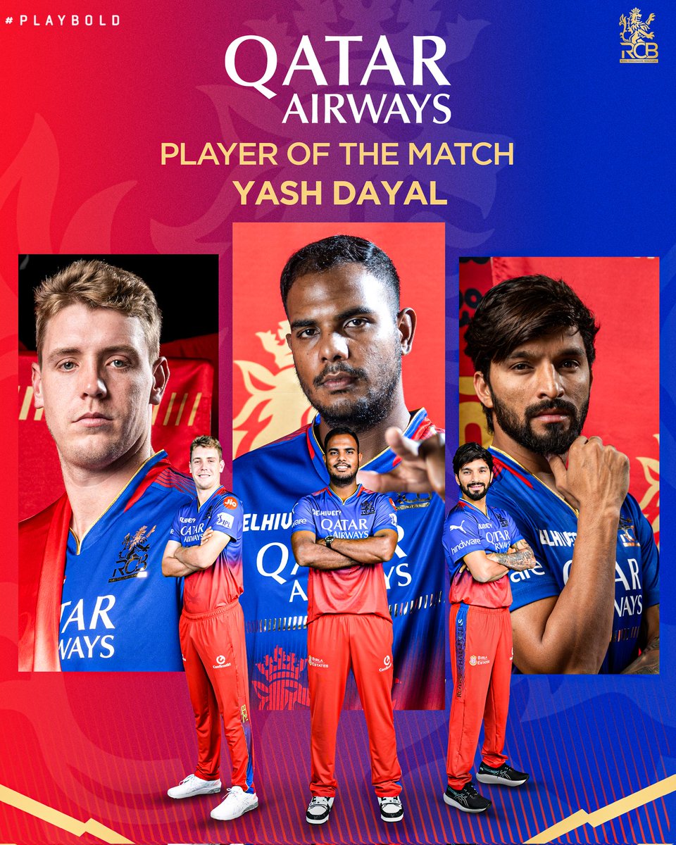 He is only growing in confidence with every game, and last night it showed again. 🤌

For his 3/20 that included the big wicket of Axar, Yash is our @QatarAirways Player of the match for #RCBvDC

#PlayBold #ನಮ್ಮRCB #IPL2024