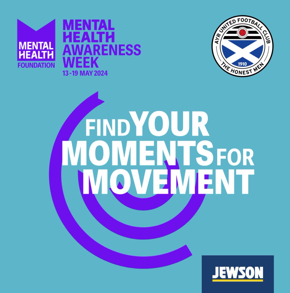 Ayr United are proud to support @mentalhealth this #MentalHealthAwarenessWeek - join in and help to create a world with good mental health for all ℹ️⬇️ mentalhealth.org.uk #MomentsForMovement #WeAreUnited