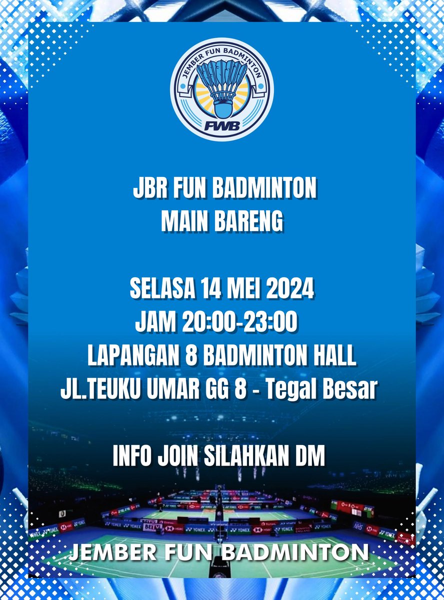 Jbrfunbadminton's tweet photo. Info mabar, jember fun badminton 🏸 https://t.co/vc6OBbmmCK