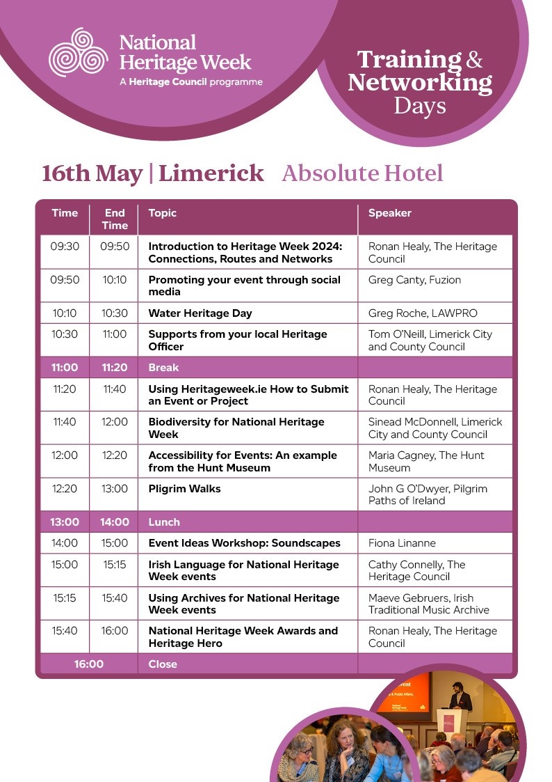 #Limerick @HeritageHubIRE Week Training & Networking Day on Thursday 16th May. Limited availability. Book now on eventbrite.ie/e/national-her… Please RT
