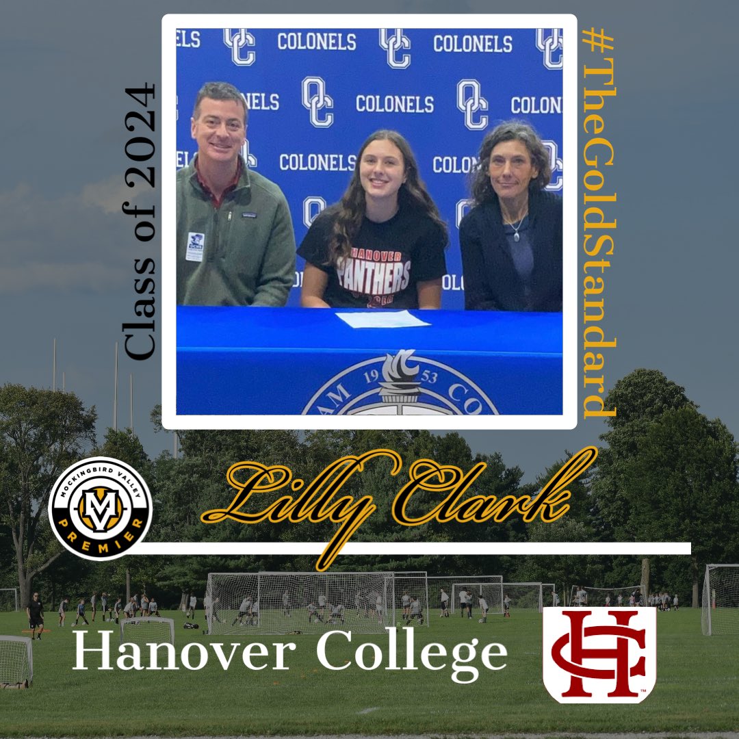 Congratulations to Lilly Clark for her commitment to continue her soccer career at Hanover College! Lilly is a member of our 2006 Girls Gold team. We are so proud of you and can’t wait to see all of your success at the collegiate level! #mvpremier #thegoldstandard #classof2024