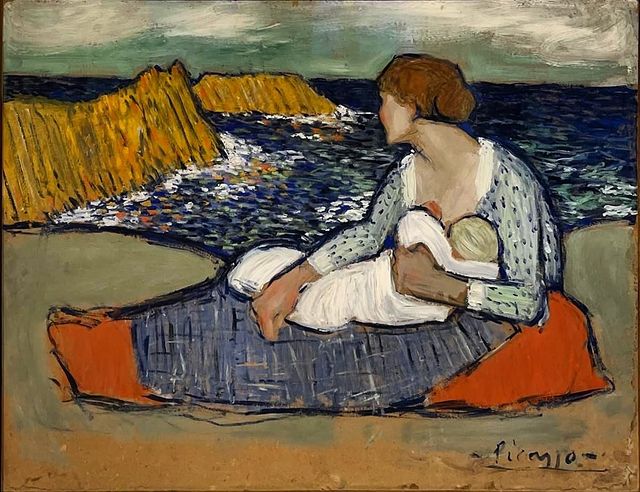 Pablo Picasso 1881-1973. 

Mother and Child by the Sea, 1901. 🎨